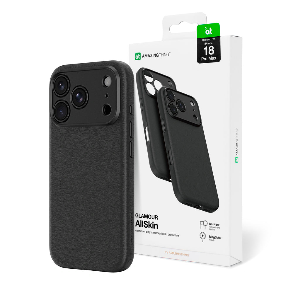 AmazingThing Glamour AllSkin iPhone 18 Pro Max-kasse med kameraomslag, MagSafe-kompatibel - sort