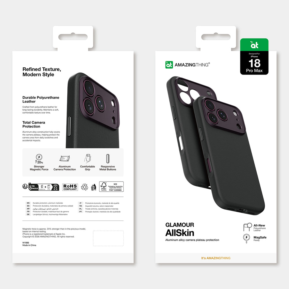 AmazingThing Glamour AllSkin iPhone 18 Pro Max-kasse med kameraomslag, MagSafe-kompatibel - lilla
