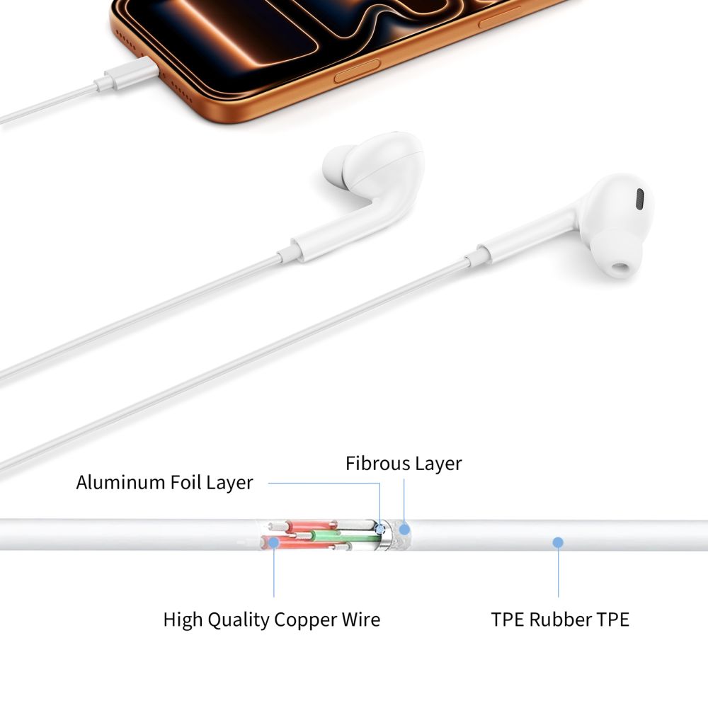 Tech-Protect Ultraboost Core G3 USB-C Wired Headphones - White