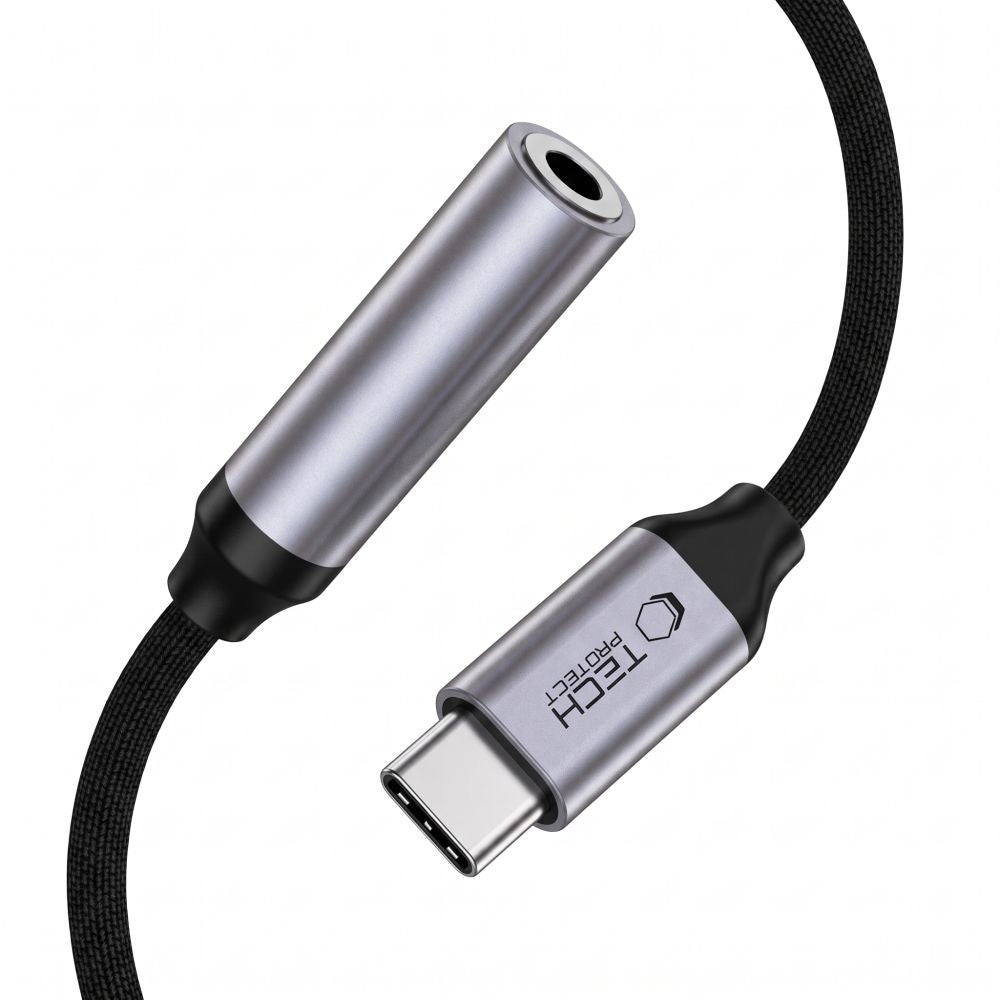 Tech-Protect Ultraboost USB-C til Mini Jack 3,5 mm DAC-adapter - mørkegrå