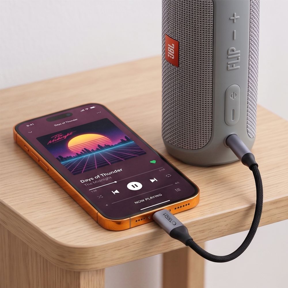 Tech-Protect Ultraboost USB-C til Mini Jack 3,5 mm DAC-adapter - mørkegrå