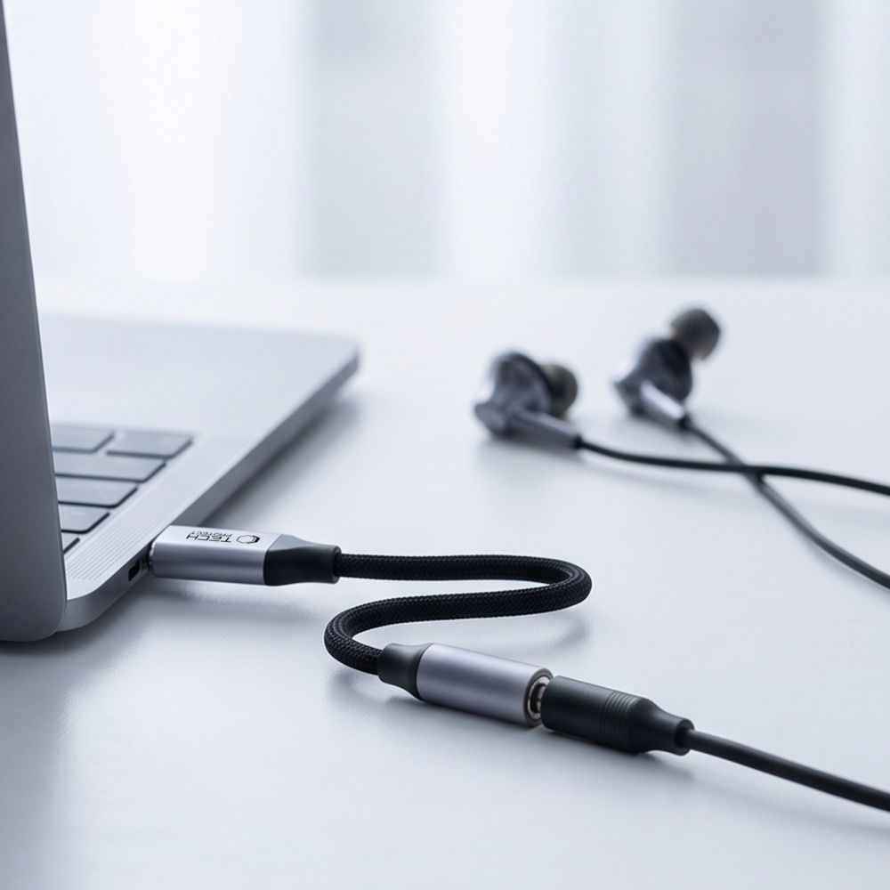 Tech-Protect Ultraboost USB-C til Mini Jack 3,5 mm DAC-adapter - mørkegrå