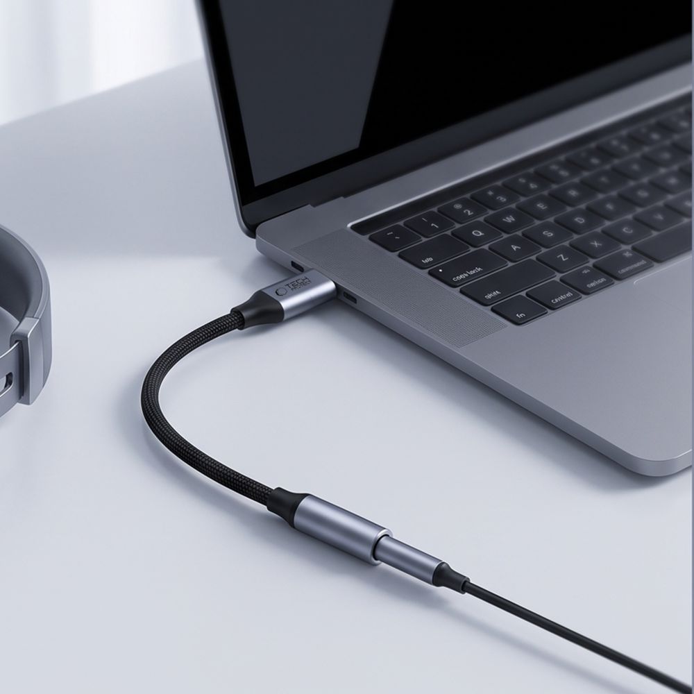 Tech-Protect Ultraboost USB-C til Mini Jack 3,5 mm DAC-adapter - mørkegrå
