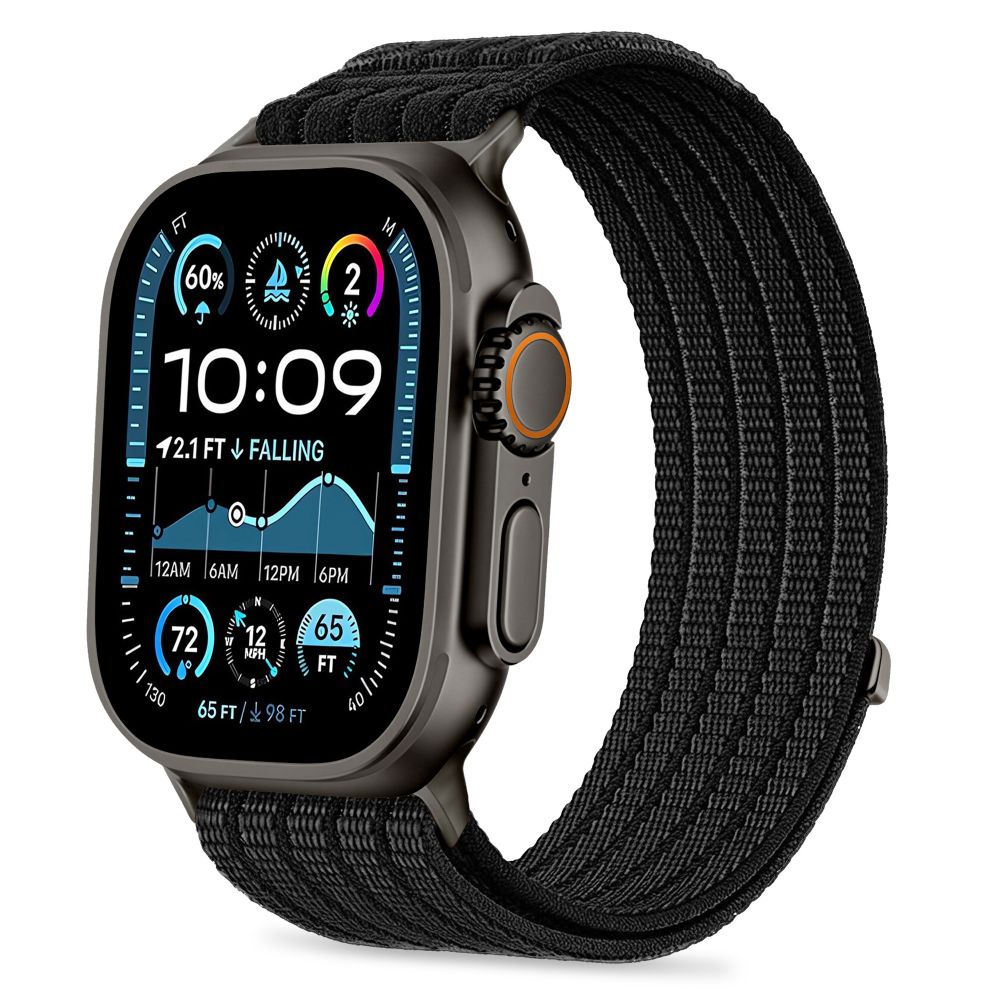 Tech-Protect Nylon Sport Strap for Apple Watch 44 / 45 / 46 / 49 mm - Black