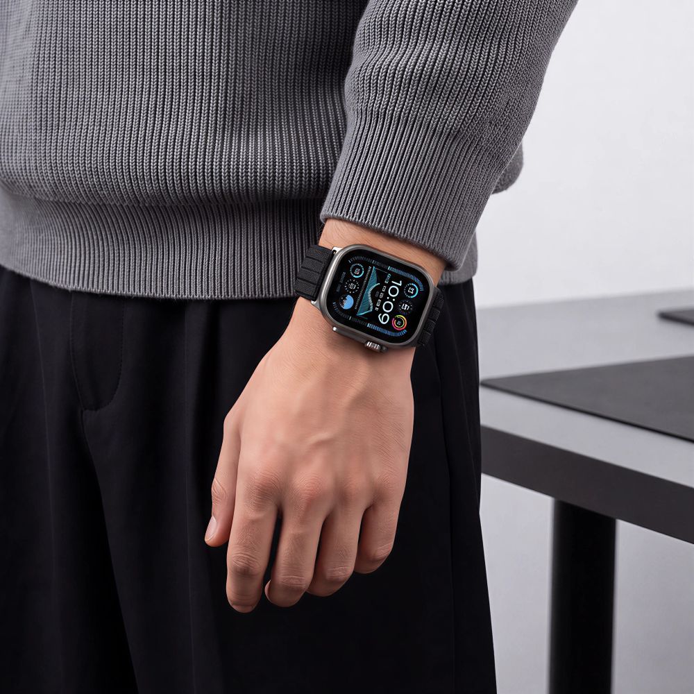 Tech-Protect Nylon Sport Strap for Apple Watch 44 / 45 / 46 / 49 mm - Black