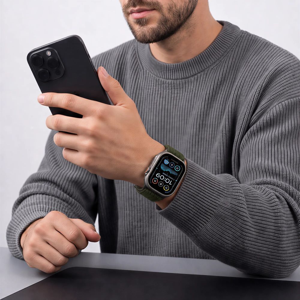 Tech-Protect Nylon Sport Band for Apple Watch 44 / 45 / 46 / 49 mm - Dark Green