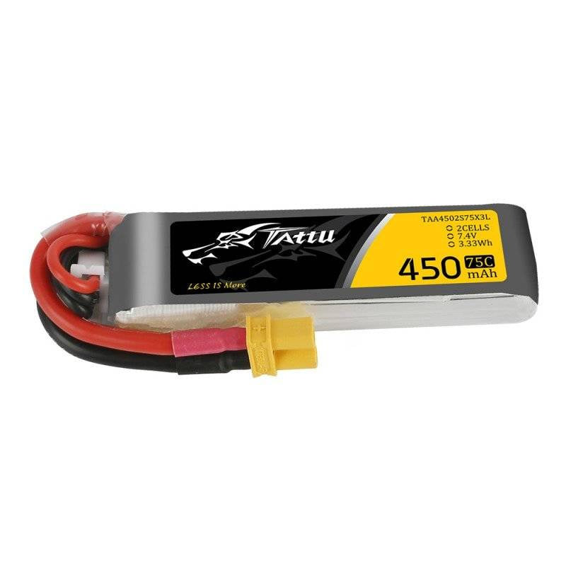 Batteri Tattu 450mAh 7.4V 75C 2S1P Lang XT30