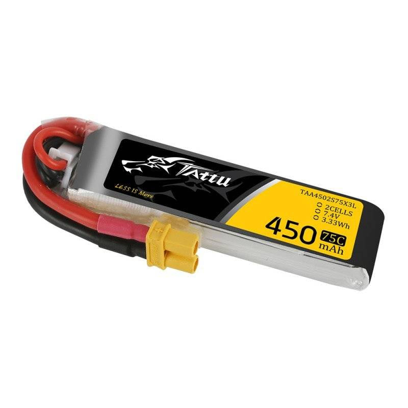 Batteri Tattu 450mAh 7.4V 75C 2S1P Lang XT30