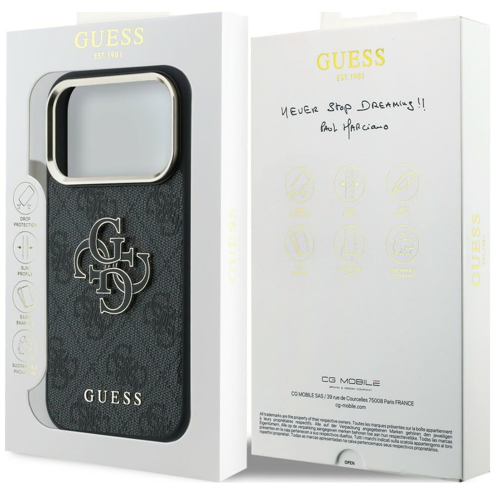 Guess 4G og Big Resin Logo Case til iPhone 17 Pro / 18 Pro - sort