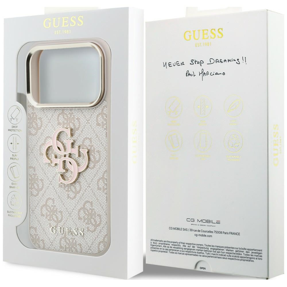 Guess 4G og Big Resin Logo Case til iPhone 17 Pro / 18 Pro - Pink
