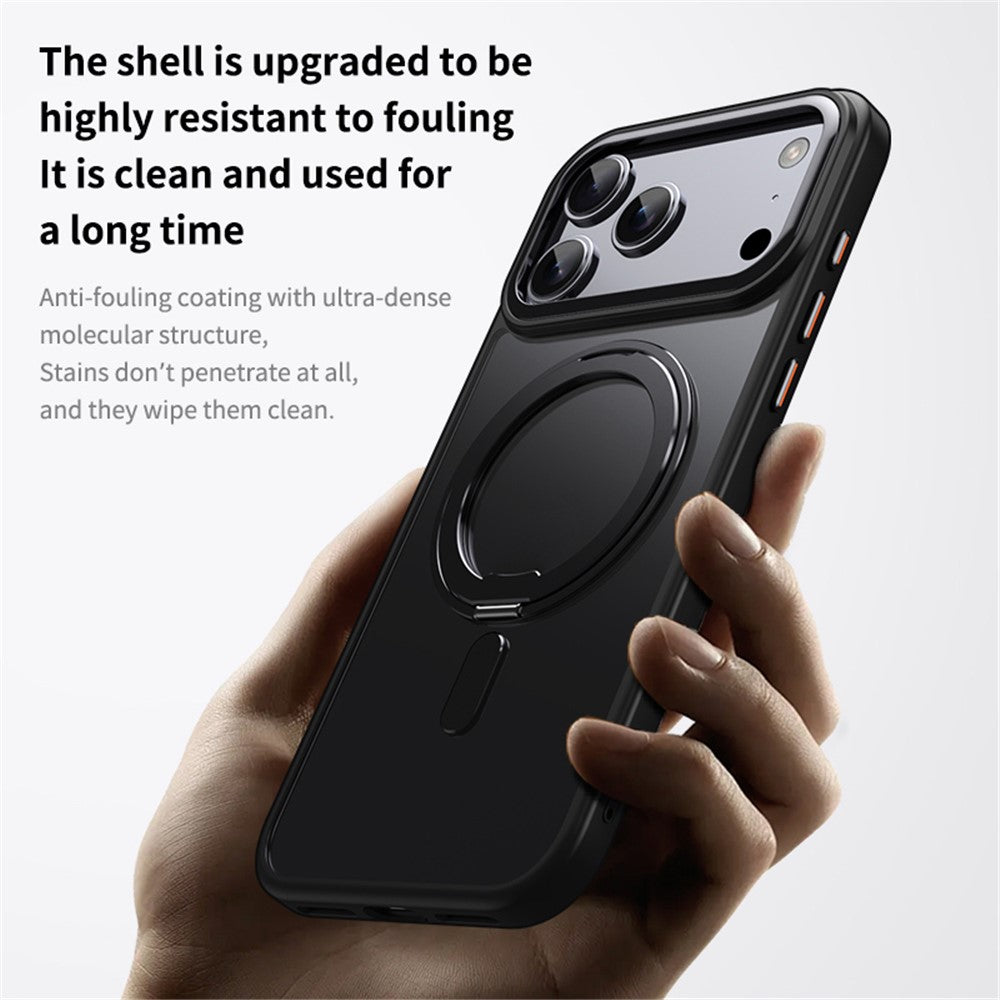 Magnetisk etui med roterende stativ til iPhone 18 Pro Max / 17 Pro Max TPU Acryl MagSafe - sort