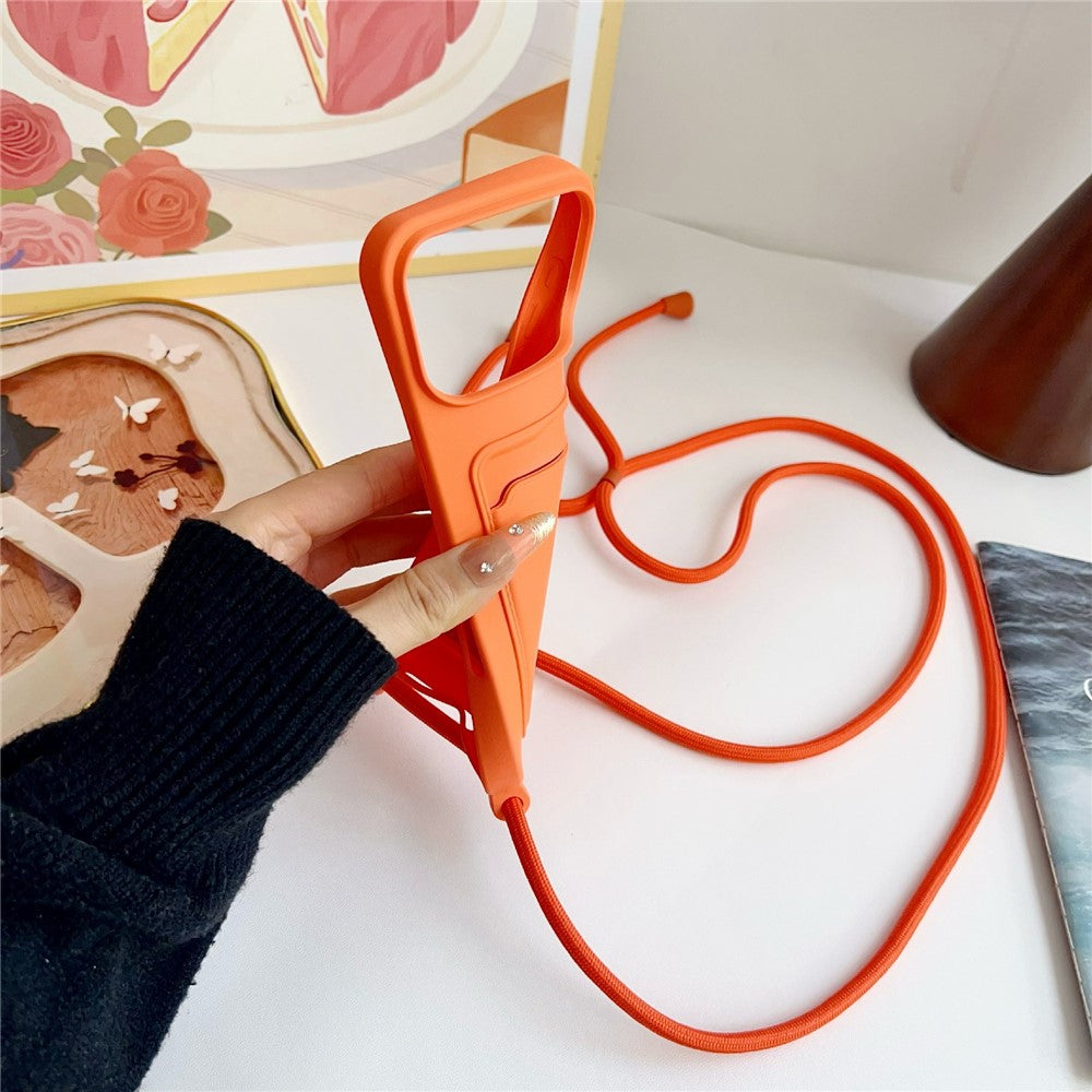 Silikonfoder med kortlås og rem til iPhone 18 Pro Max / 17 Pro Max - orange