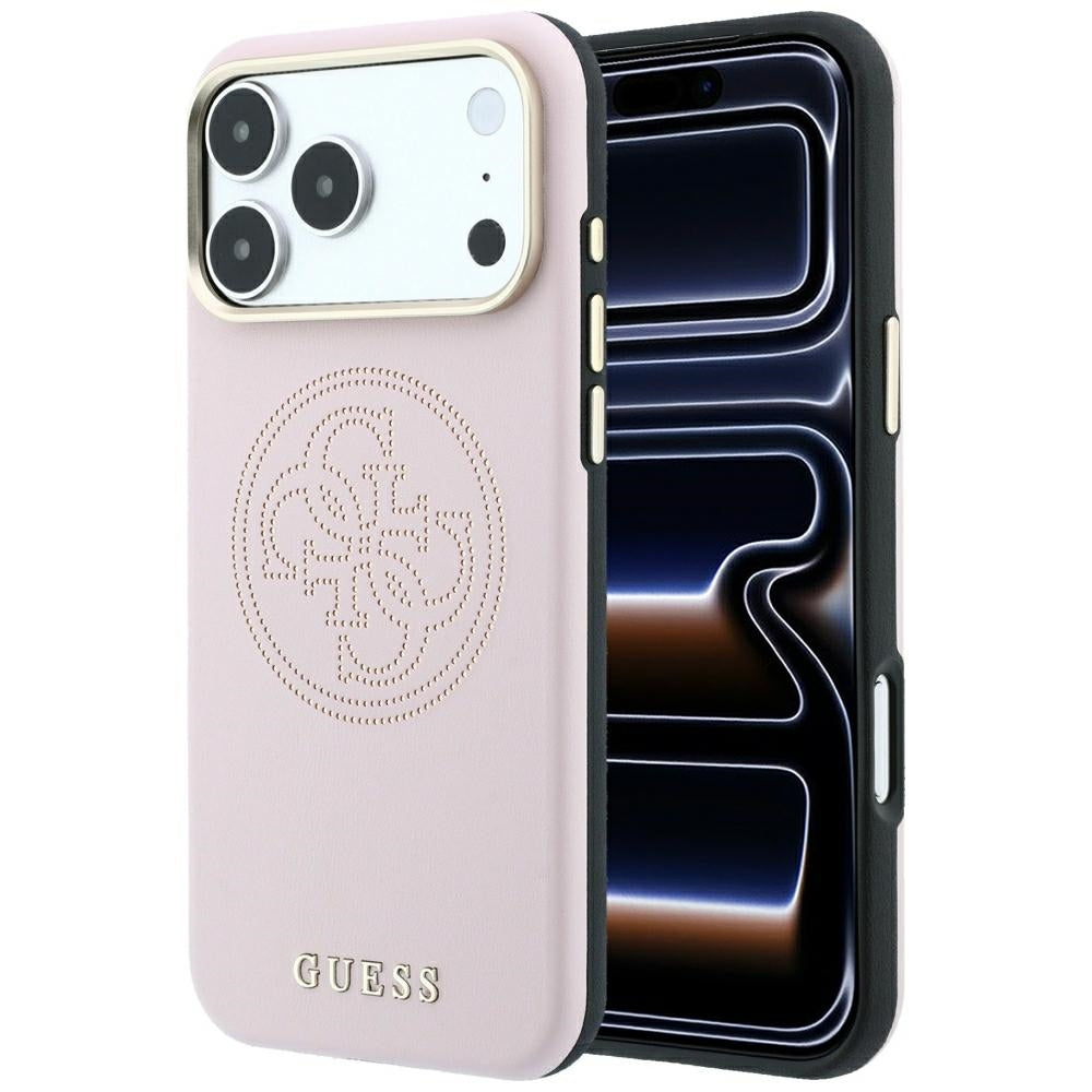 Guess Perforeret 4G Gold Logo Magsafe Case til iPhone 17 Pro / 18 Pro - Pink