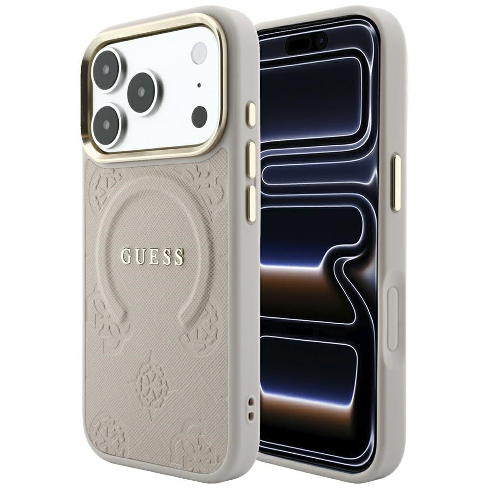 Guess Saffiano Peony & Ring MagSafe fodtøj til iPhone 17 Pro / 18 Pro - pink