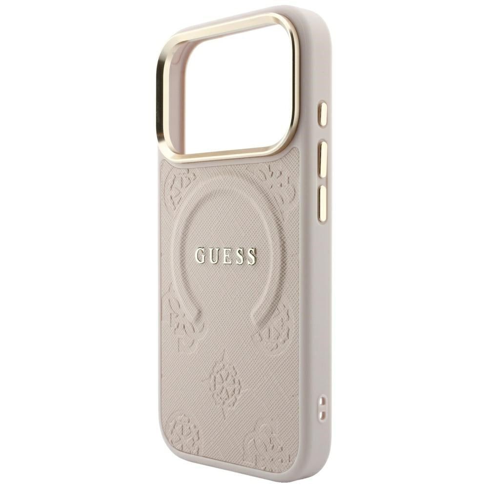 Guess Saffiano Peony & Ring MagSafe fodtøj til iPhone 17 Pro / 18 Pro - pink