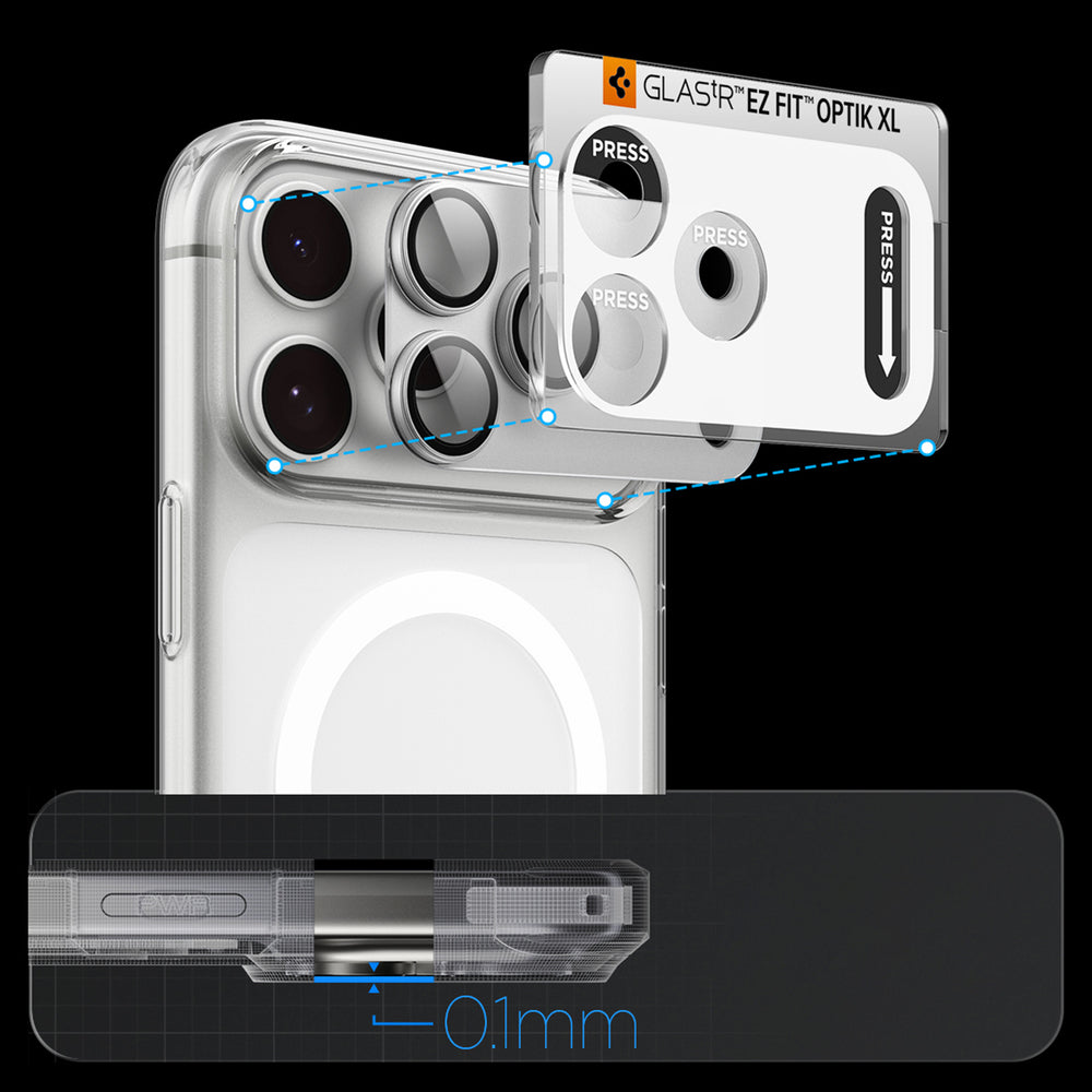 Spigen Optik Pro XL GLAS.TR EZ FIT hærdet glas til iPhone 18 Pro - Silver
