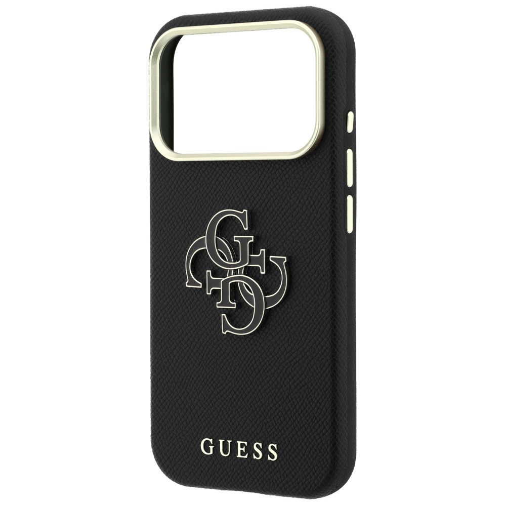 Guess Grained & Big Resin Logo Case til iPhone 18 Pro Max / 17 Pro Max - sort
