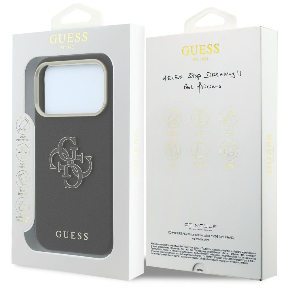 Guess Grained & Big Resin Logo Case til iPhone 18 Pro Max / 17 Pro Max - sort