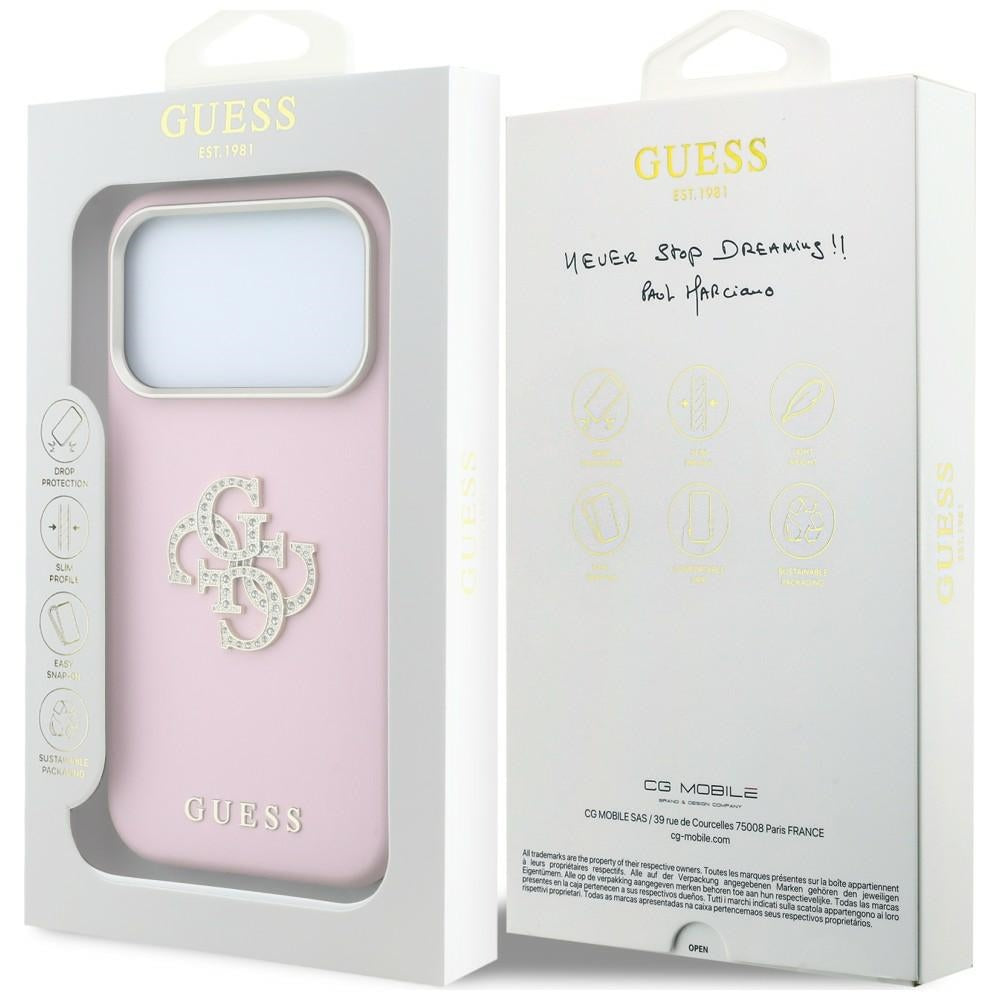 Guess Smooth & Big Strass Logo Case til iPhone 18 Pro / 17 Pro - Pink
