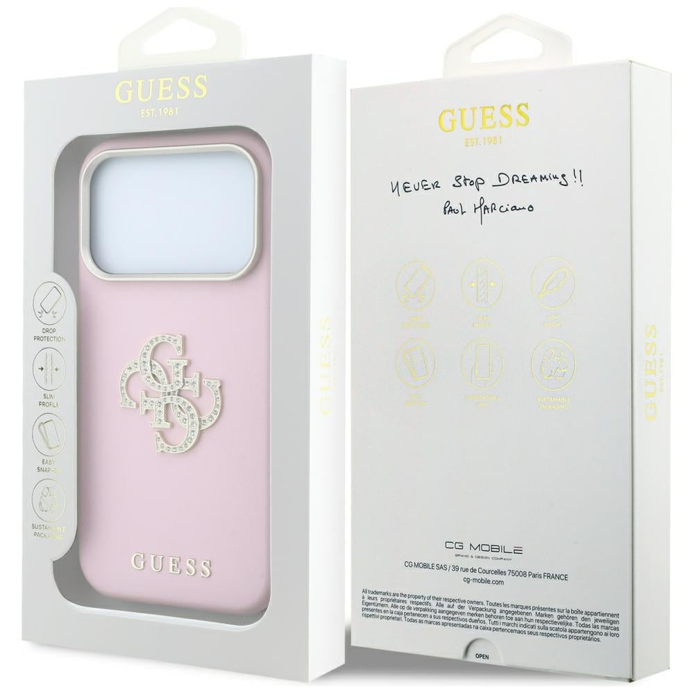 Guess Smooth & Big Strass Logo Case til iPhone 18 Pro Max / 17 Pro Max - Pink