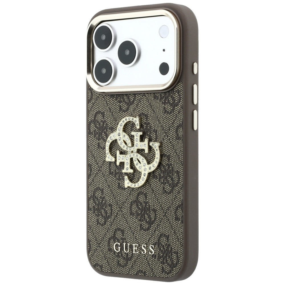 Guess 4G og Big Strass Logo Case til iPhone 18 Pro / 17 Pro - Brunt