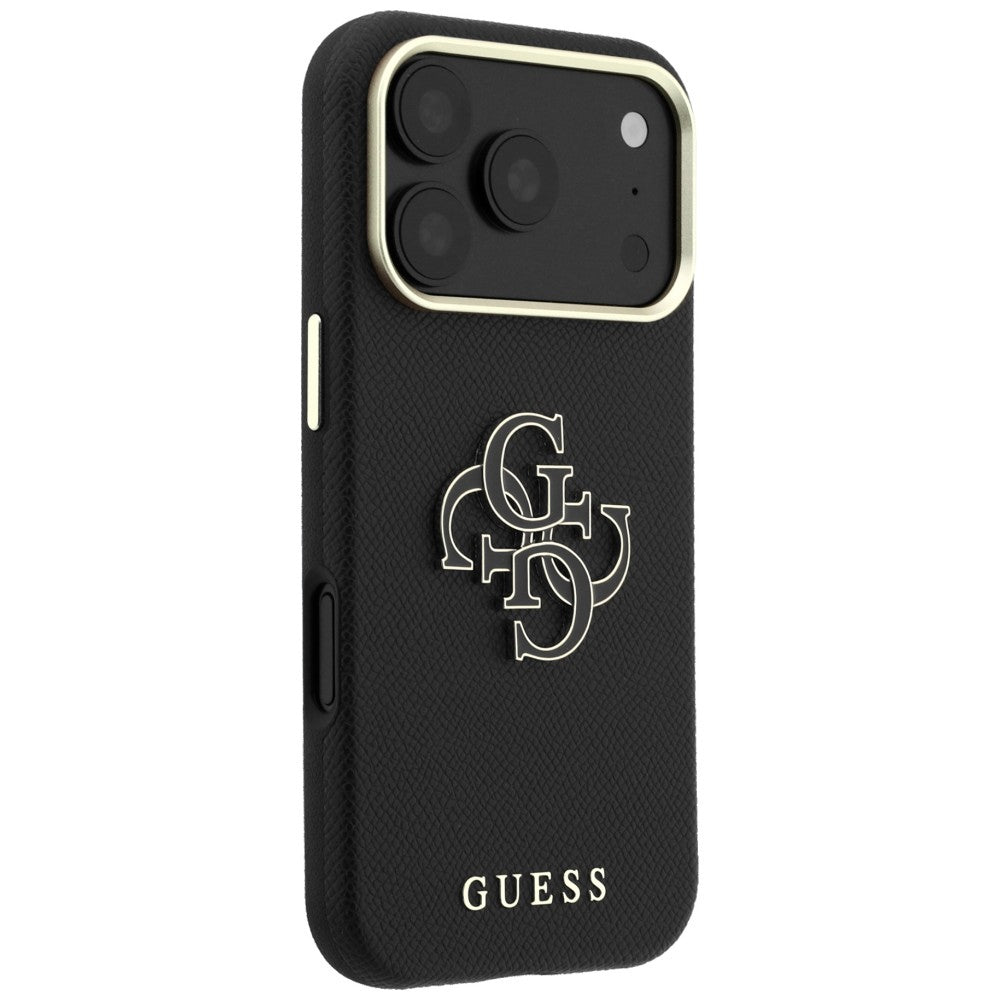 Guess Grained & Big Resin Logo Case til iPhone 18 Pro / 17 Pro - sort