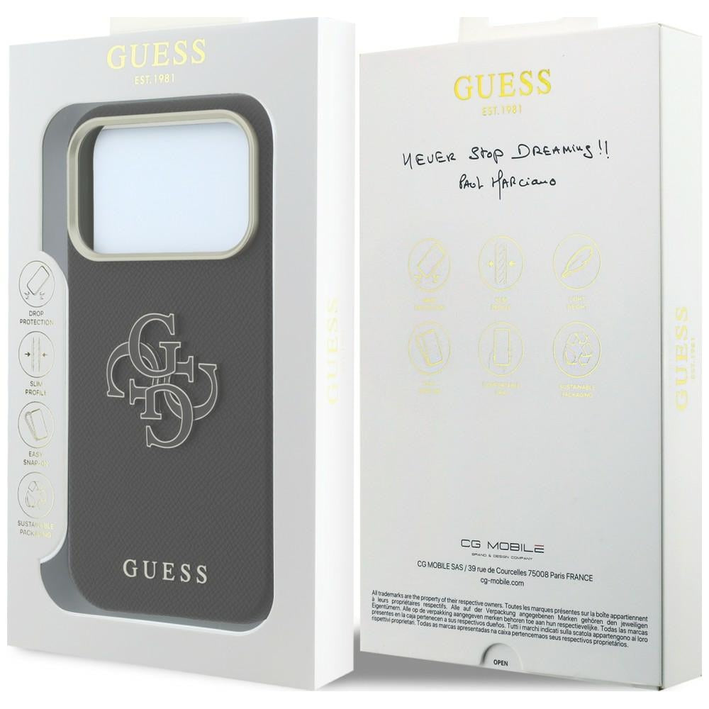 Guess Grained & Big Resin Logo Case til iPhone 18 Pro / 17 Pro - sort