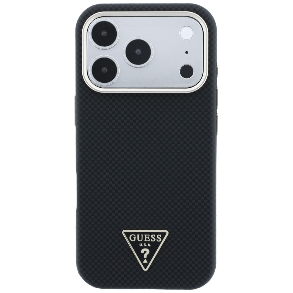 Guess Kevlar Triangle Logo MagSafe Case til iPhone 18 Pro Max / 17 Pro Max - sort