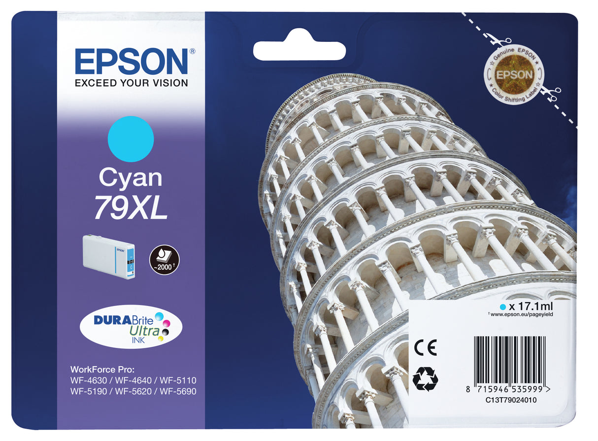 Epson 79XL Cyan 2000 sider Blæk C13T79024010
