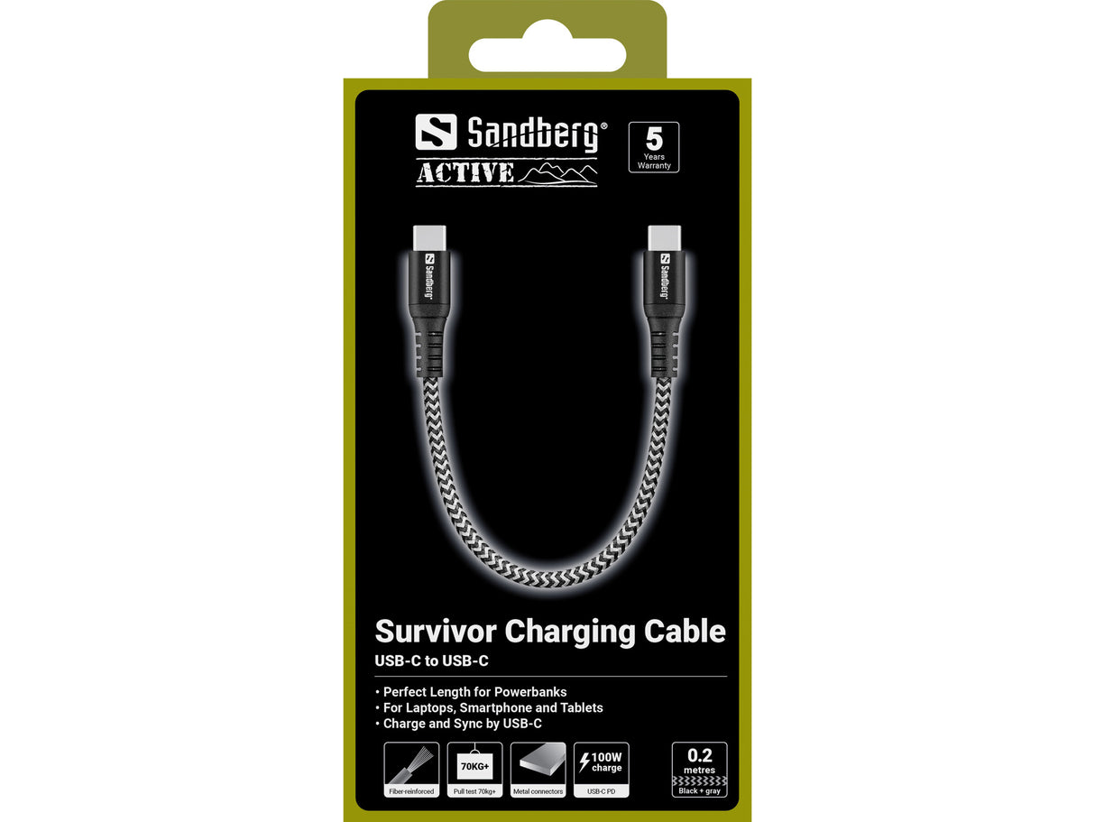 SANDBERG Survivor USB-C Cable 0.2M 100W