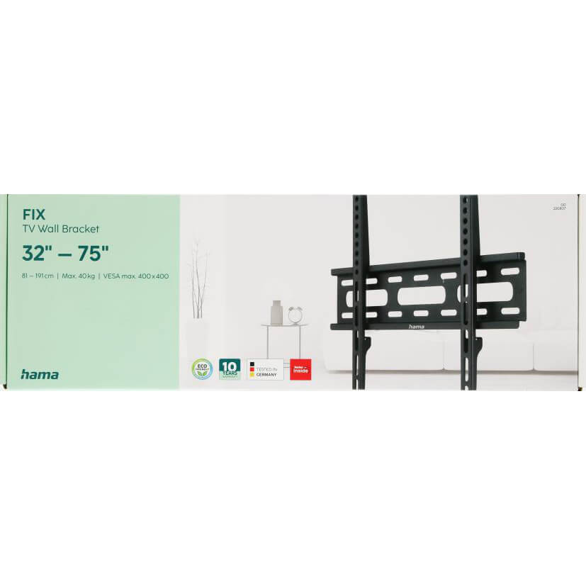 Hama Tv Wall Bracket Fixed Vesa Up To 400x400 75" Black
