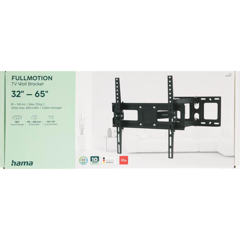 Hama Tv Wall Bracket Full Motion Vesa Up To 400x400 65" Black