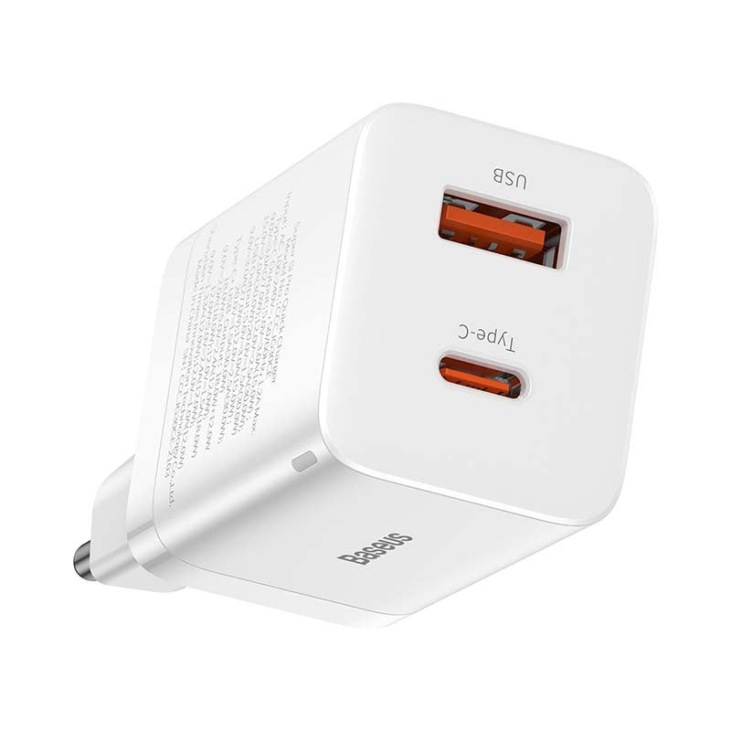 Baseus Super Si Pro Quick Charger USB + USB-C 30W (hvid)
