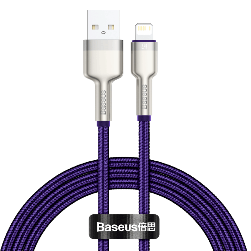 USB-kabel til Lightning Baseus Cafule, 2,4 A, 1 m (lila)