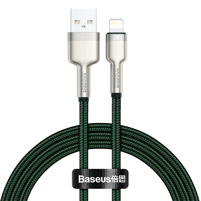 USB-kabel til Lightning Baseus Cafule, 2,4 A, 1 m (grøn)