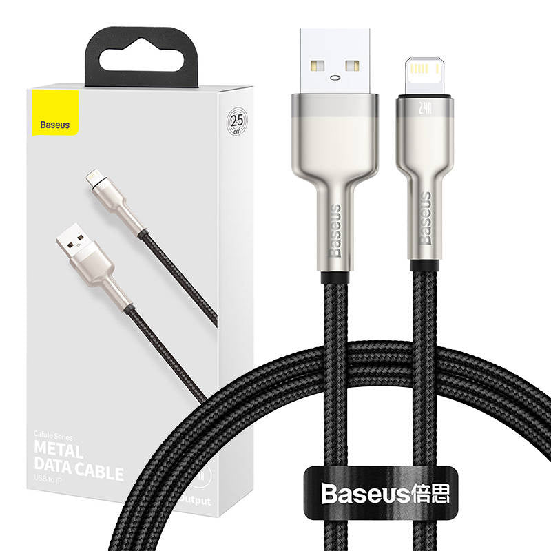 USB-kabel til Lightning Baseus Cafule, 2,4 A, 0,25 m (sort)