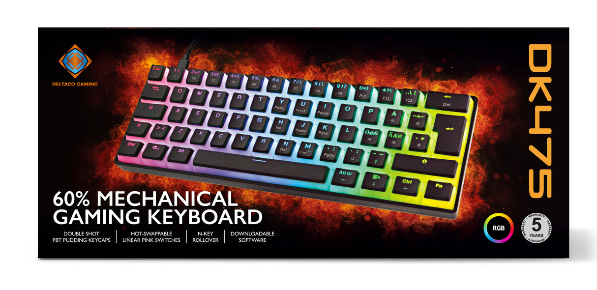 Deltaco Gaming DK475 60% mechanical keyboard, black