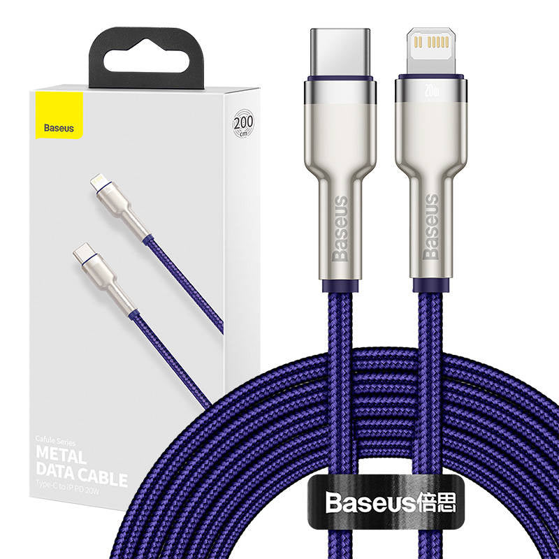 Baseus Cafule serie USB-C kabel til Lightning, 20W, 2m (lila)