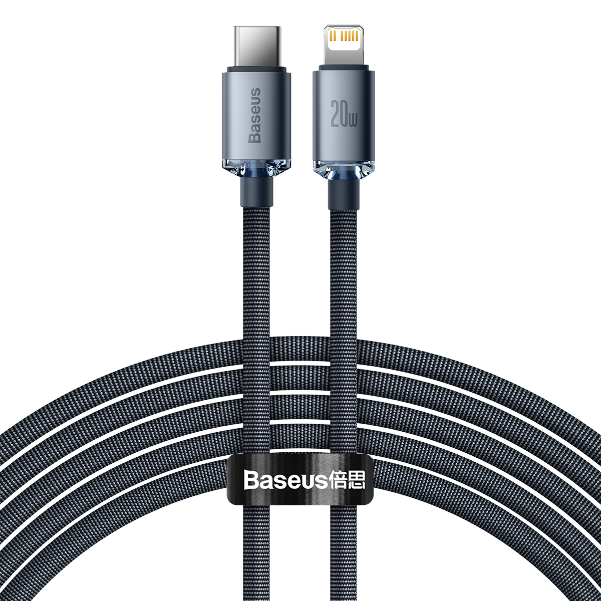 Baseus Crystal Shine kabel USB-C til Lightning, 20W, PD, 2m (sort)