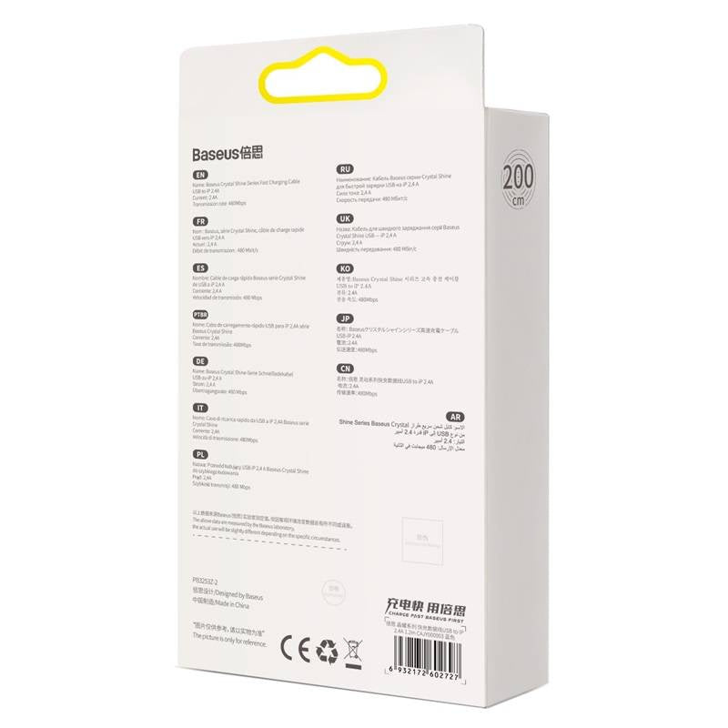 Baseus Crystal Shine kabel USB til Lightning, 2,4 A, 2 m (blå)