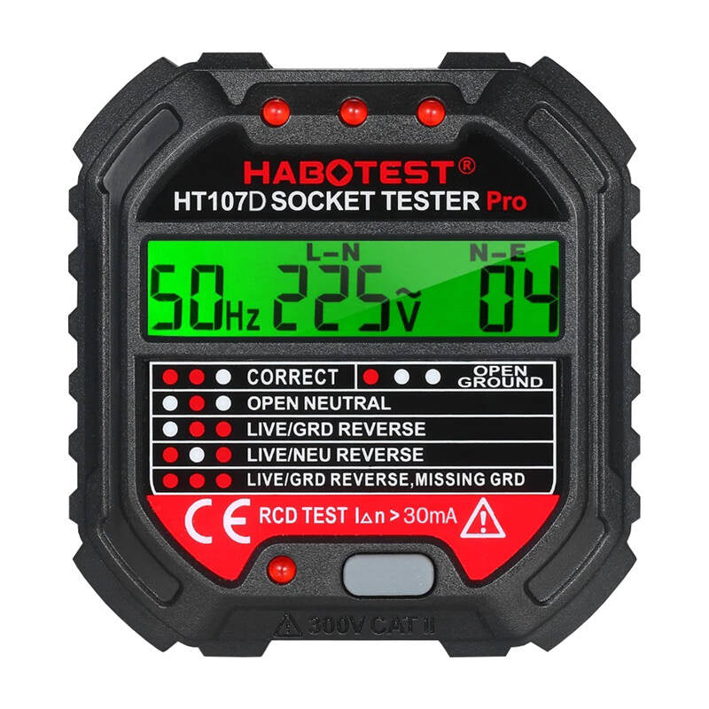 Socket tester med digital skærm Habotest HT107D