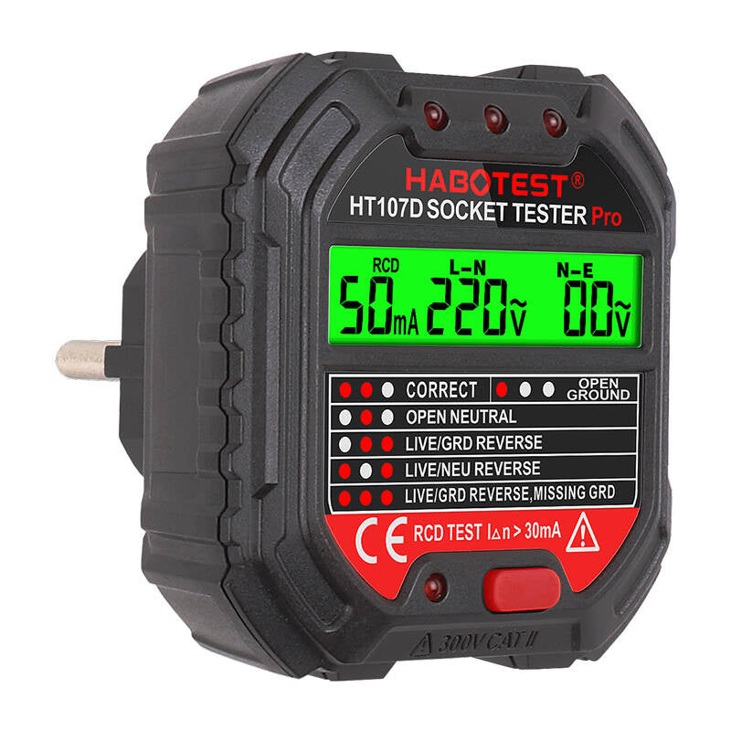 Socket tester med digital skærm Habotest HT107D