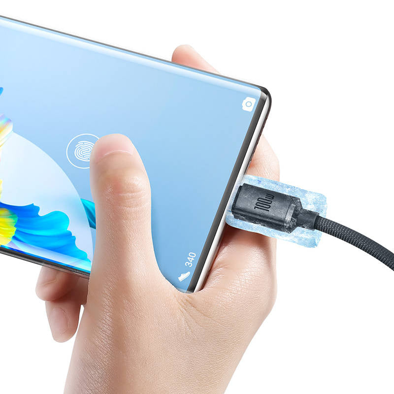 Baseus Crystal Shine kabel USB til USB-C, 100W, 2m (sort)