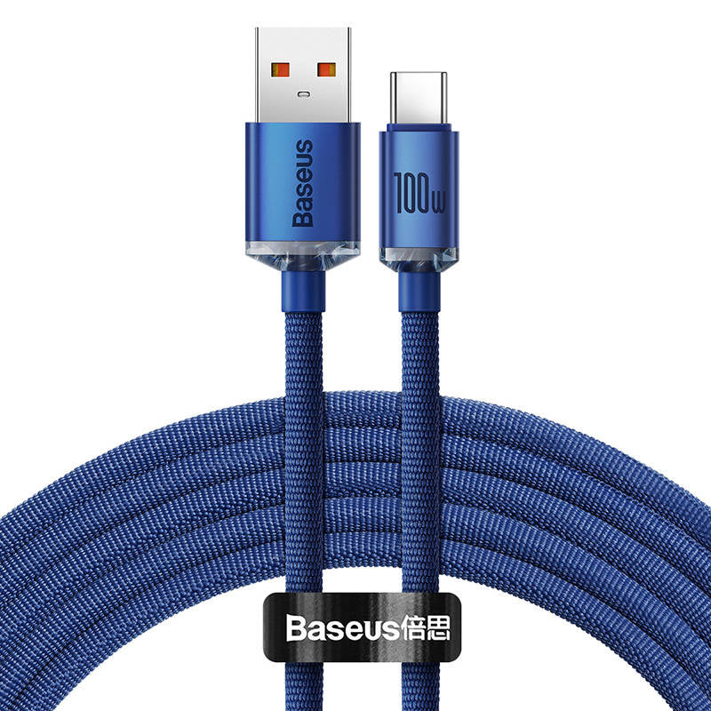 Baseus Crystal Shine kabel USB til USB-C, 100W, 2m (blå)