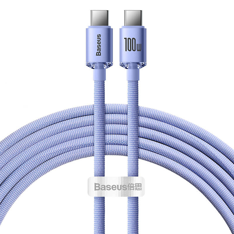 Baseus Crystal Shine kabel USB-C til USB-C, 100W, 2m (lila)