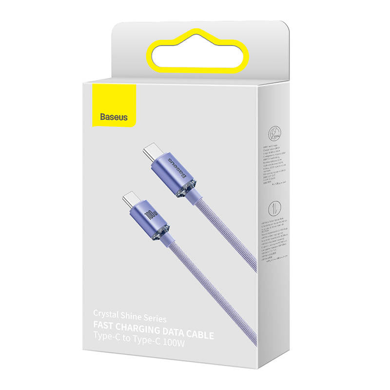 Baseus Crystal Shine kabel USB-C til USB-C, 100W, 2m (lila)