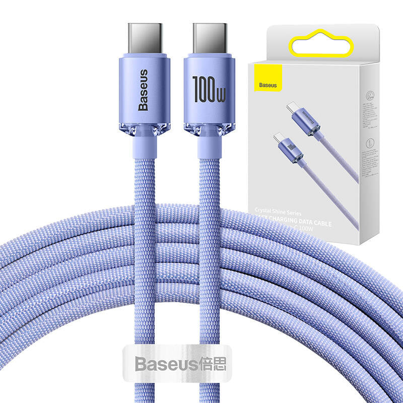 Baseus Crystal Shine kabel USB-C til USB-C, 100W, 2m (lila)
