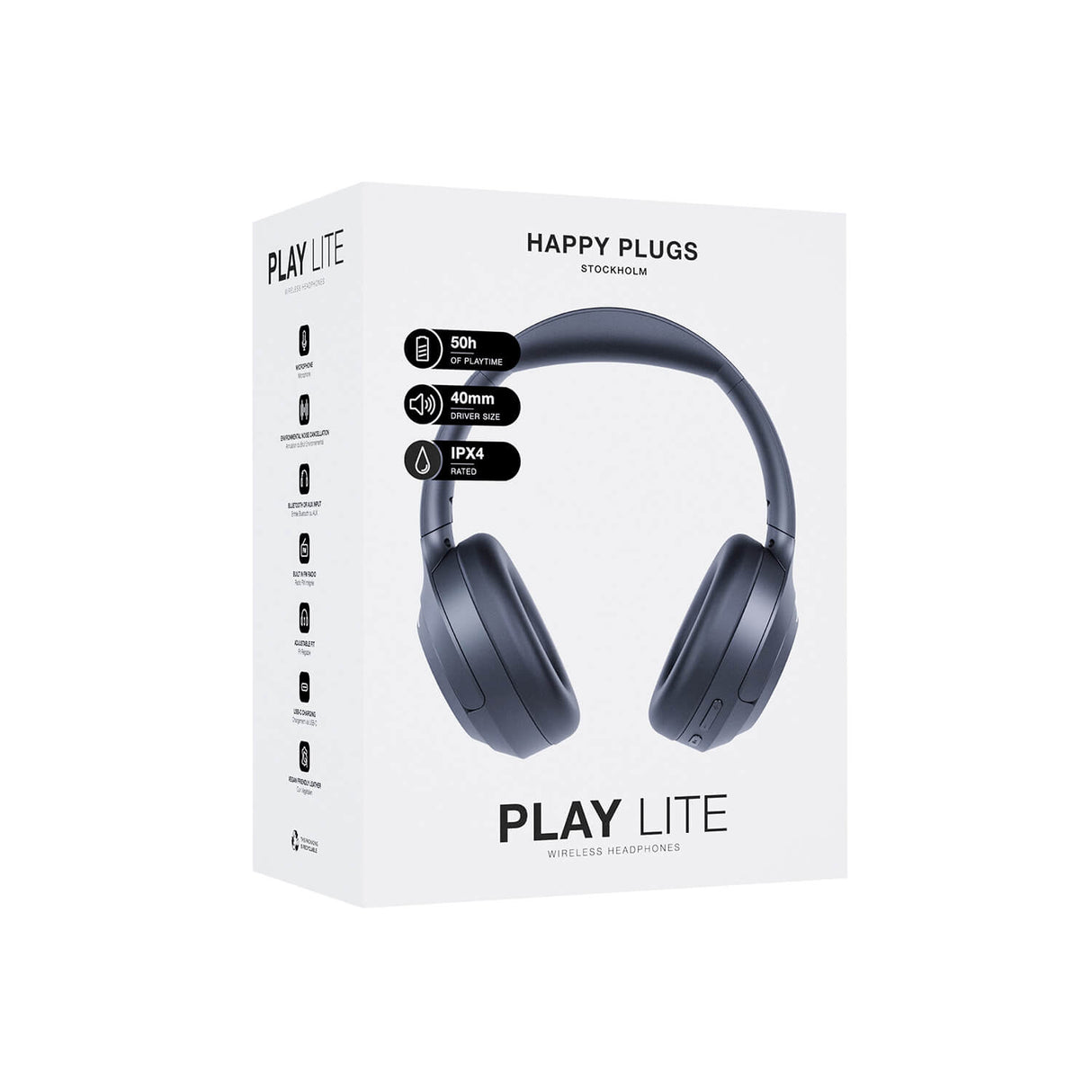 Happy Plugs Headphone Play Lite Over Ear Wireless Black