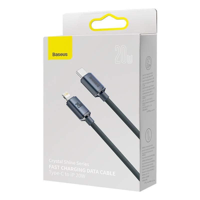 Baseus Crystal kabel USB-C til Lightning, 20W, PD, 1,2 m (sort)