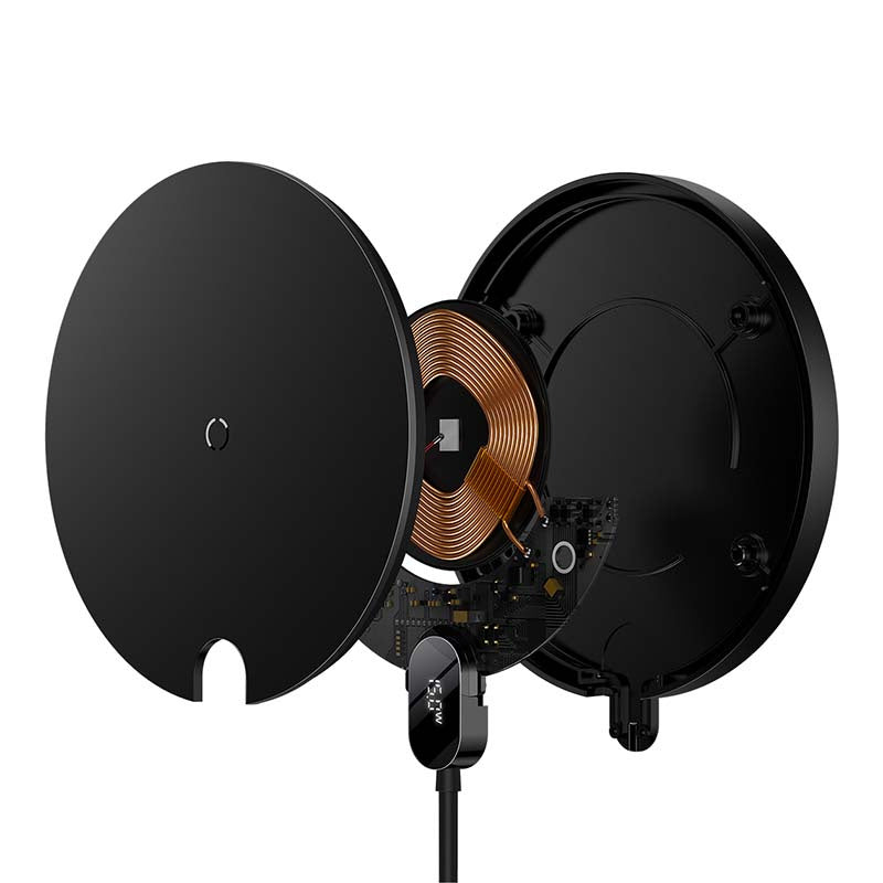 Induktiv trådløs oplader Baseus Digital LED 15W (sort)